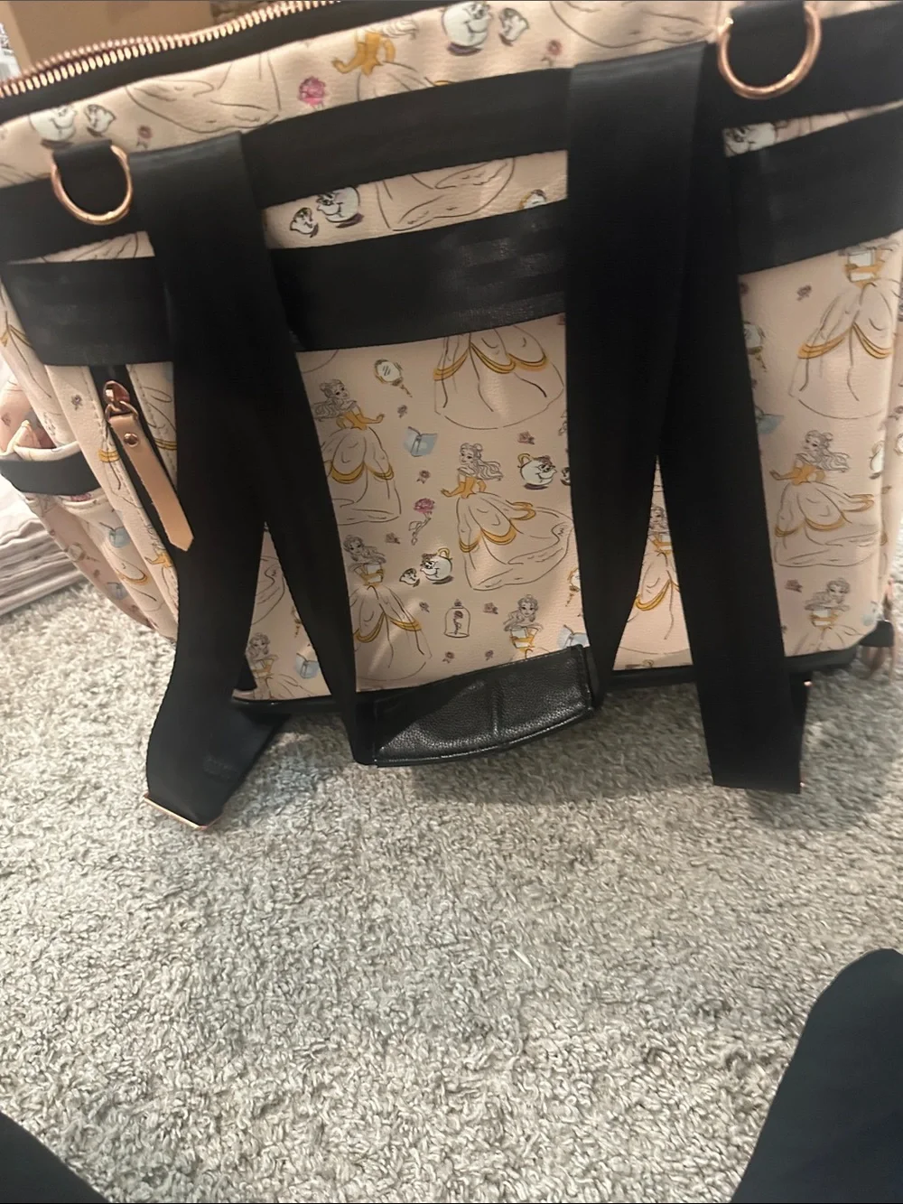 Petunia Pickle Bottom Cream and Black Disney Print Backpack - Picture 2 of 6
